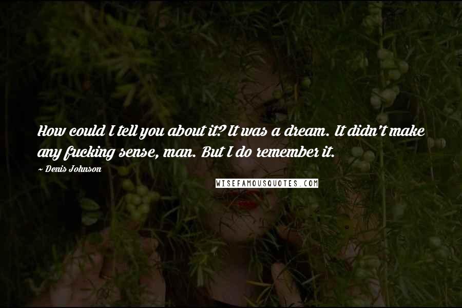 Denis Johnson Quotes: How could I tell you about it? It was a dream. It didn't make any fucking sense, man. But I do remember it.