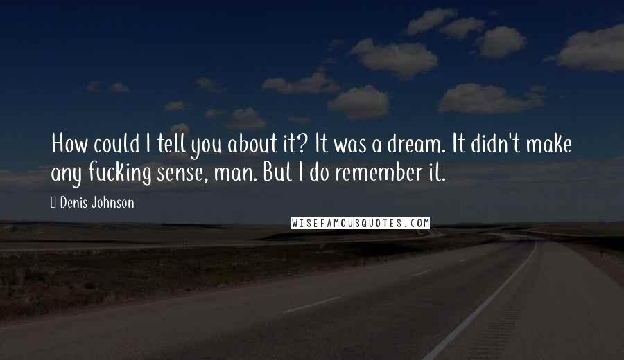 Denis Johnson Quotes: How could I tell you about it? It was a dream. It didn't make any fucking sense, man. But I do remember it.