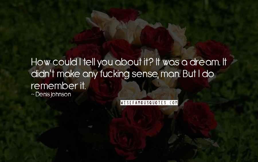 Denis Johnson Quotes: How could I tell you about it? It was a dream. It didn't make any fucking sense, man. But I do remember it.