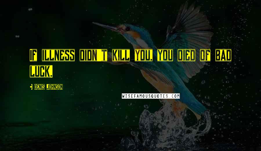 Denis Johnson Quotes: If illness didn't kill you, you died of bad luck.