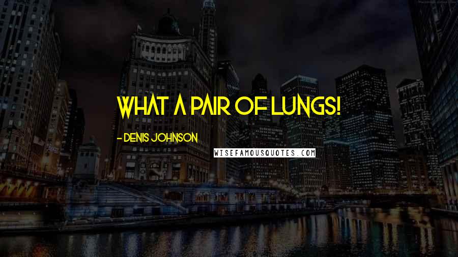 Denis Johnson Quotes: What a pair of lungs!