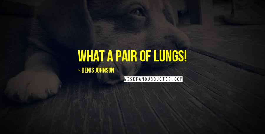 Denis Johnson Quotes: What a pair of lungs!