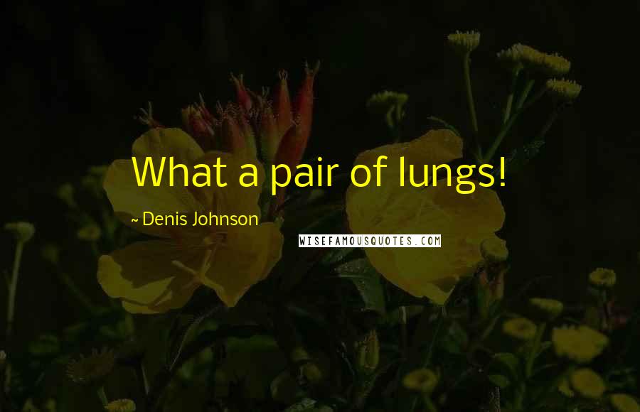 Denis Johnson Quotes: What a pair of lungs!