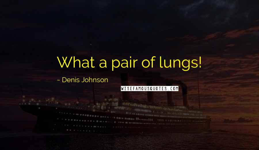 Denis Johnson Quotes: What a pair of lungs!