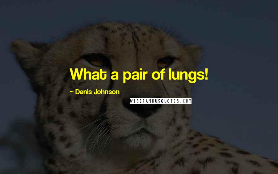 Denis Johnson Quotes: What a pair of lungs!
