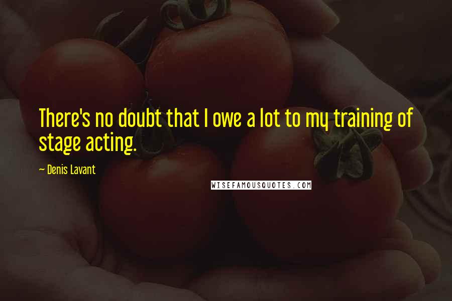 Denis Lavant Quotes: There's no doubt that I owe a lot to my training of stage acting.