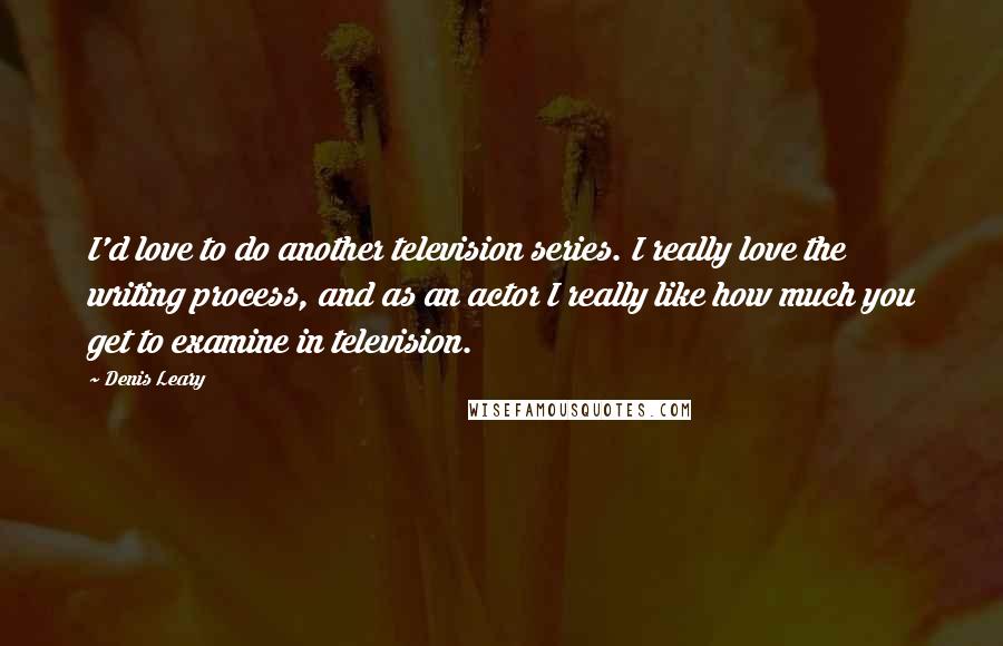 Denis Leary Quotes: I'd love to do another television series. I really love the writing process, and as an actor I really like how much you get to examine in television.