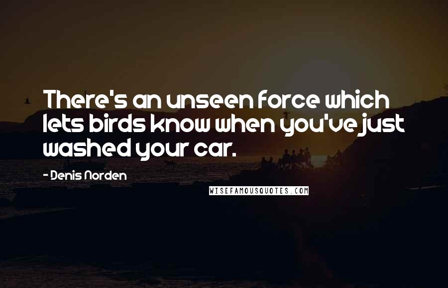 Denis Norden Quotes: There's an unseen force which lets birds know when you've just washed your car.