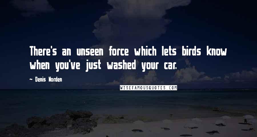 Denis Norden Quotes: There's an unseen force which lets birds know when you've just washed your car.