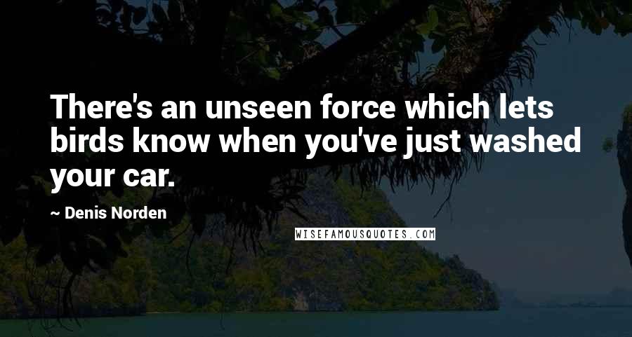 Denis Norden Quotes: There's an unseen force which lets birds know when you've just washed your car.