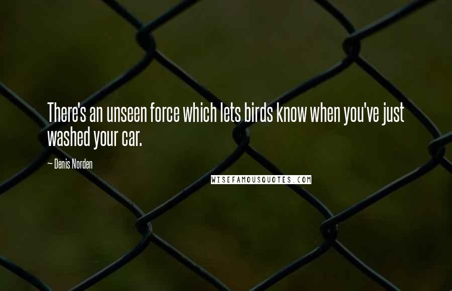 Denis Norden Quotes: There's an unseen force which lets birds know when you've just washed your car.