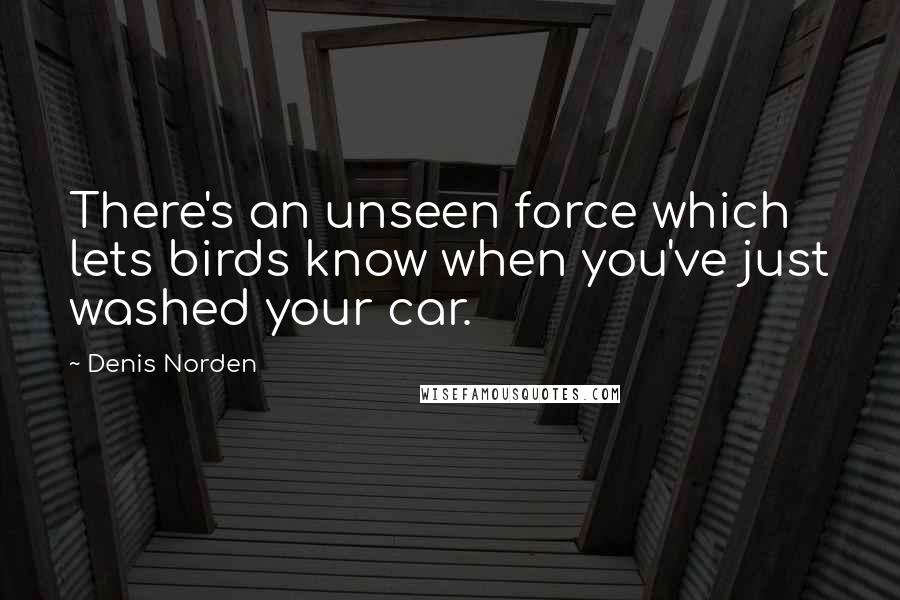 Denis Norden Quotes: There's an unseen force which lets birds know when you've just washed your car.