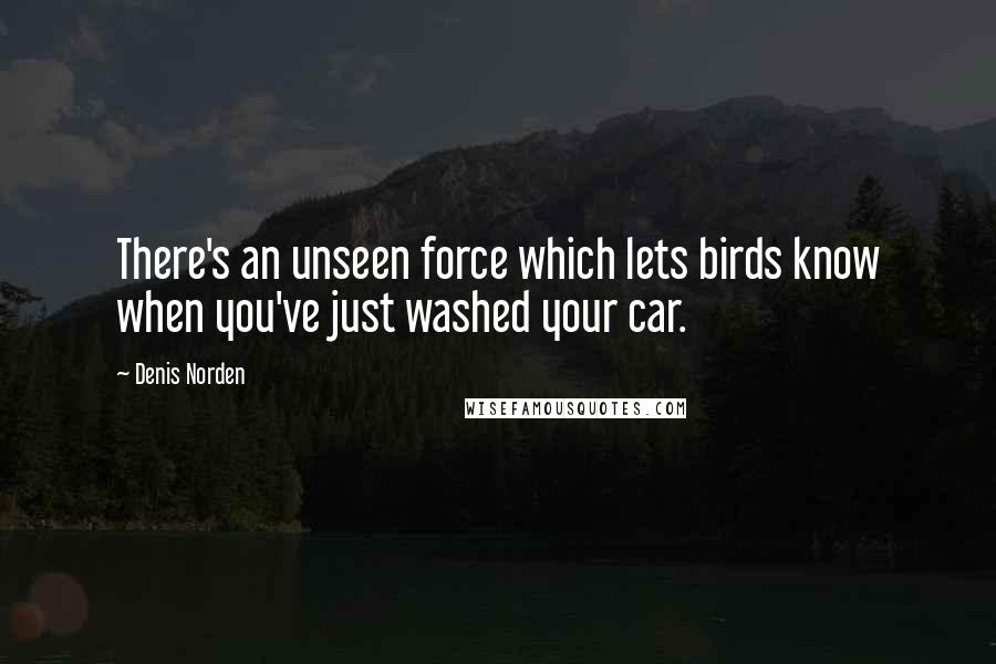 Denis Norden Quotes: There's an unseen force which lets birds know when you've just washed your car.