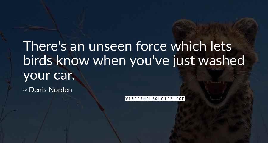 Denis Norden Quotes: There's an unseen force which lets birds know when you've just washed your car.