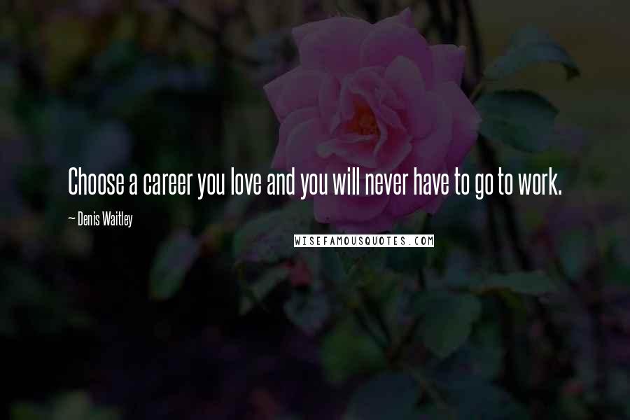 Denis Waitley Quotes: Choose a career you love and you will never have to go to work.