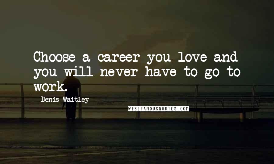 Denis Waitley Quotes: Choose a career you love and you will never have to go to work.