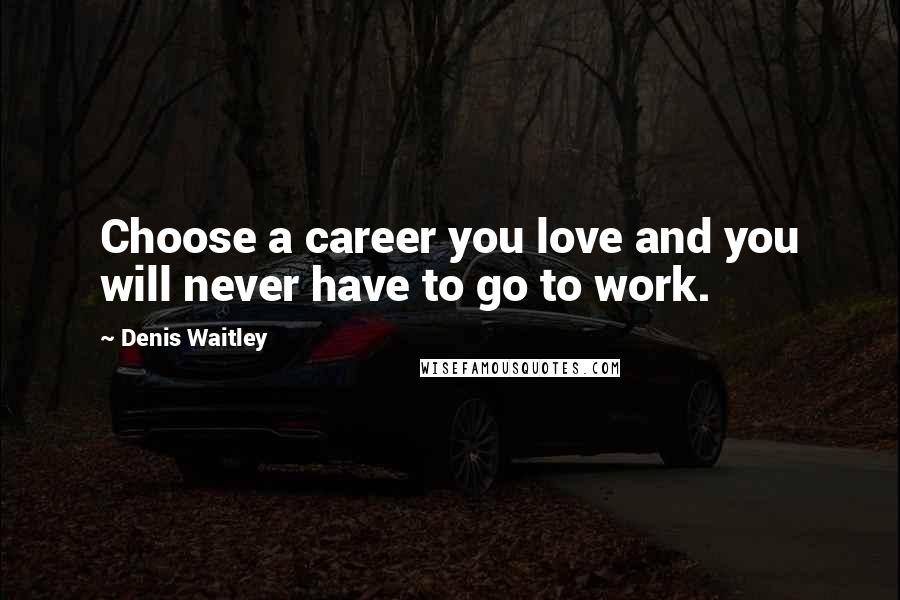 Denis Waitley Quotes: Choose a career you love and you will never have to go to work.