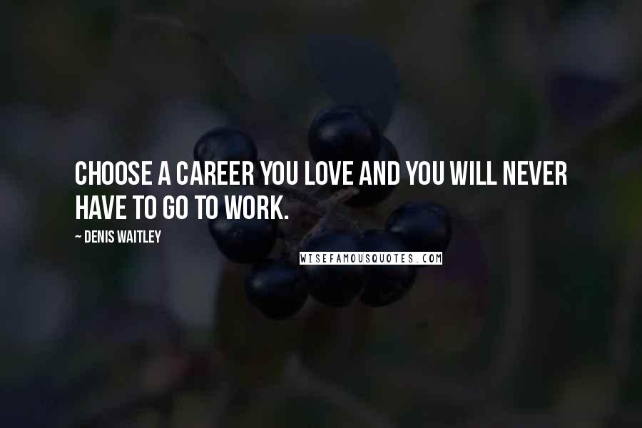 Denis Waitley Quotes: Choose a career you love and you will never have to go to work.