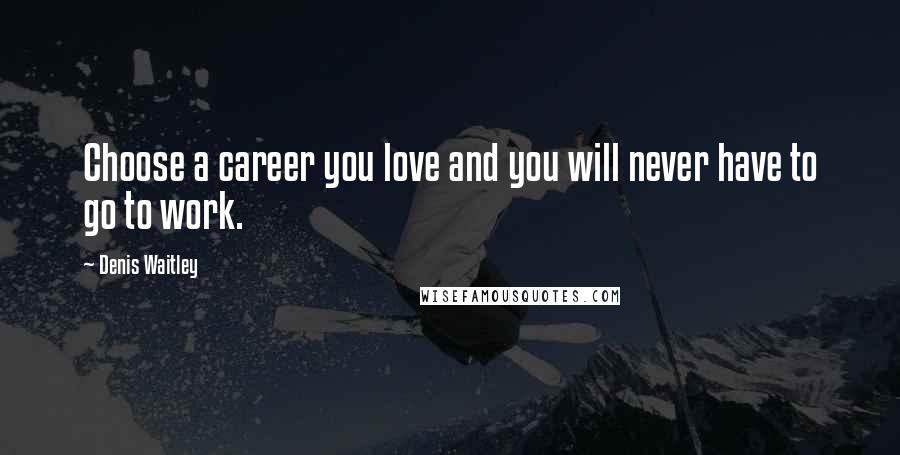 Denis Waitley Quotes: Choose a career you love and you will never have to go to work.