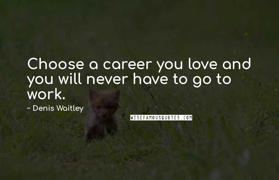 Denis Waitley Quotes: Choose a career you love and you will never have to go to work.
