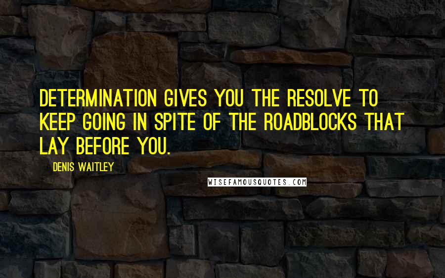 Denis Waitley Quotes: Determination gives you the resolve to keep going in spite of the roadblocks that lay before you.