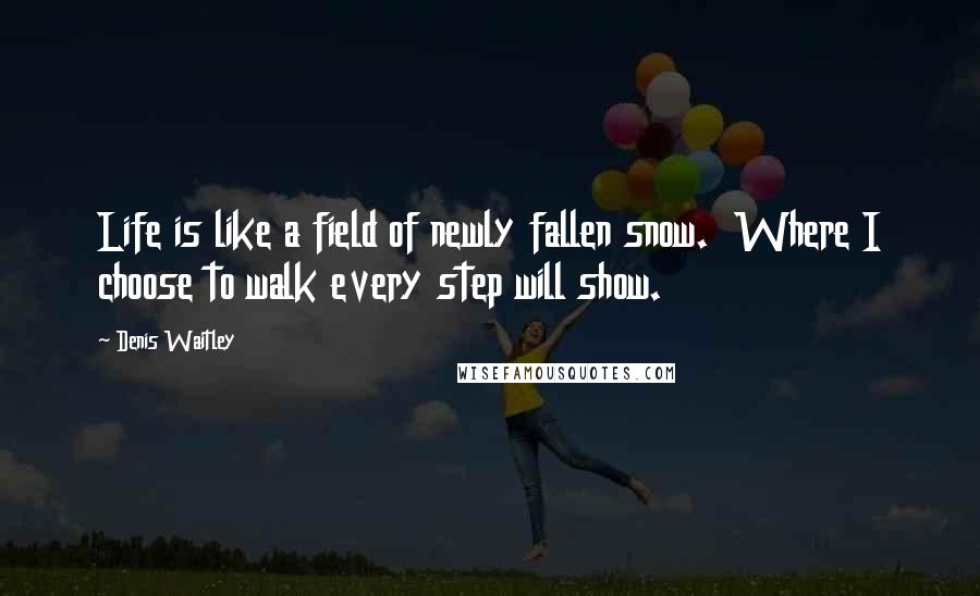 Denis Waitley Quotes: Life is like a field of newly fallen snow. Where I choose to walk every step will show.