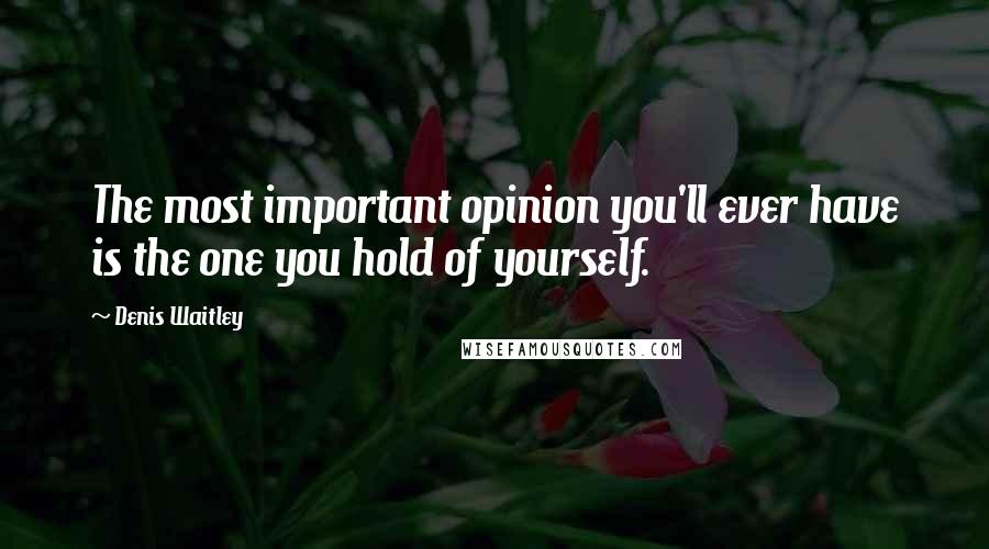 Denis Waitley Quotes: The most important opinion you'll ever have is the one you hold of yourself.