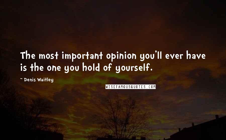 Denis Waitley Quotes: The most important opinion you'll ever have is the one you hold of yourself.