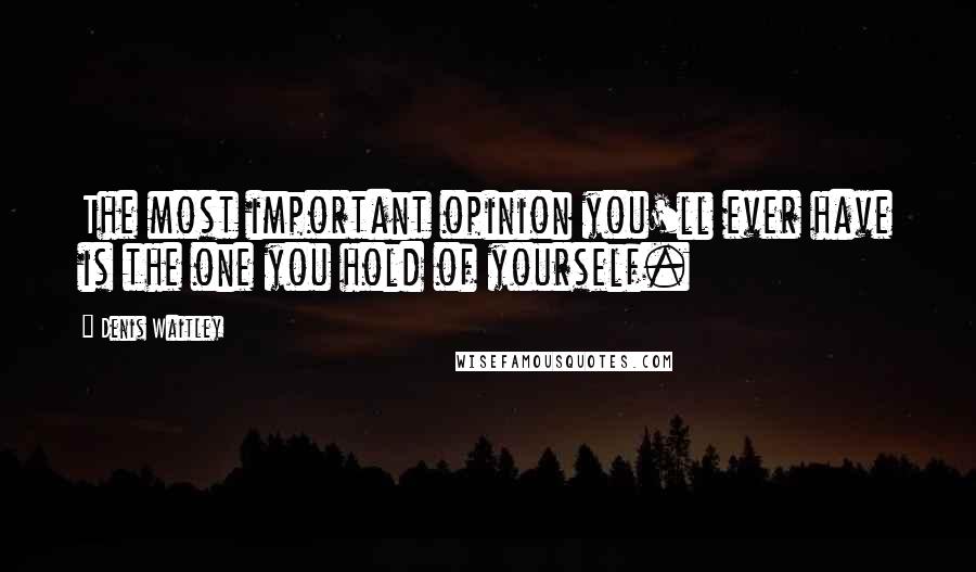 Denis Waitley Quotes: The most important opinion you'll ever have is the one you hold of yourself.