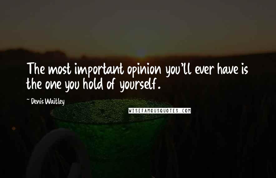 Denis Waitley Quotes: The most important opinion you'll ever have is the one you hold of yourself.