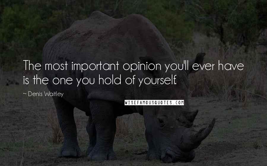 Denis Waitley Quotes: The most important opinion you'll ever have is the one you hold of yourself.