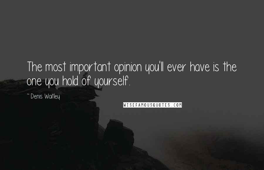 Denis Waitley Quotes: The most important opinion you'll ever have is the one you hold of yourself.