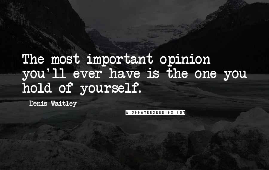 Denis Waitley Quotes: The most important opinion you'll ever have is the one you hold of yourself.