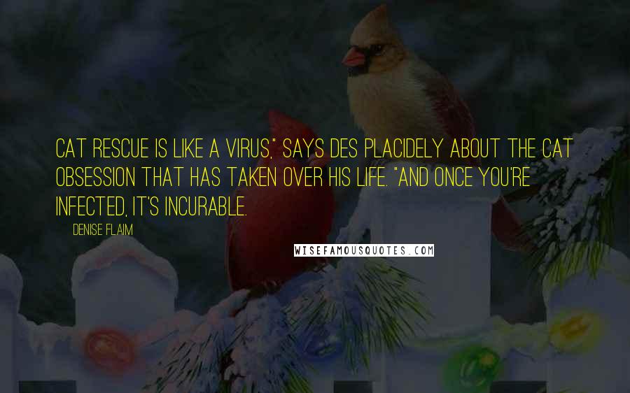 Denise Flaim Quotes: Cat rescue is like a virus," says Des placidely about the cat obsession that has taken over his life. "And once you're infected, it's incurable.