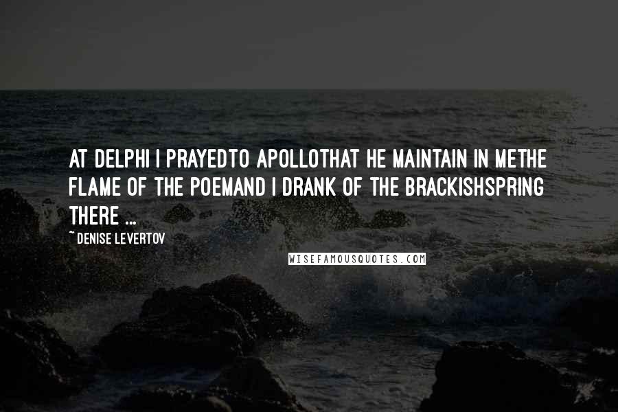 Denise Levertov Quotes: At Delphi I prayedto Apollothat he maintain in methe flame of the poemand I drank of the brackishspring there ...