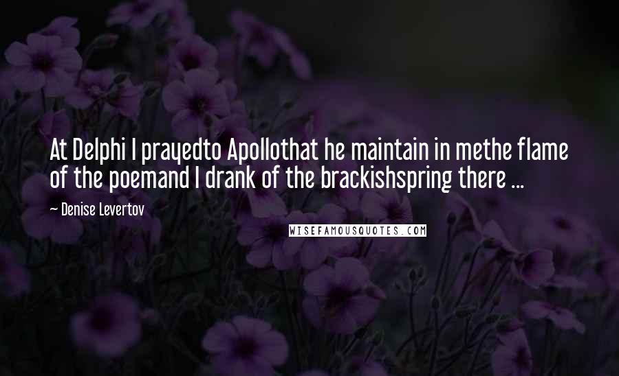 Denise Levertov Quotes: At Delphi I prayedto Apollothat he maintain in methe flame of the poemand I drank of the brackishspring there ...