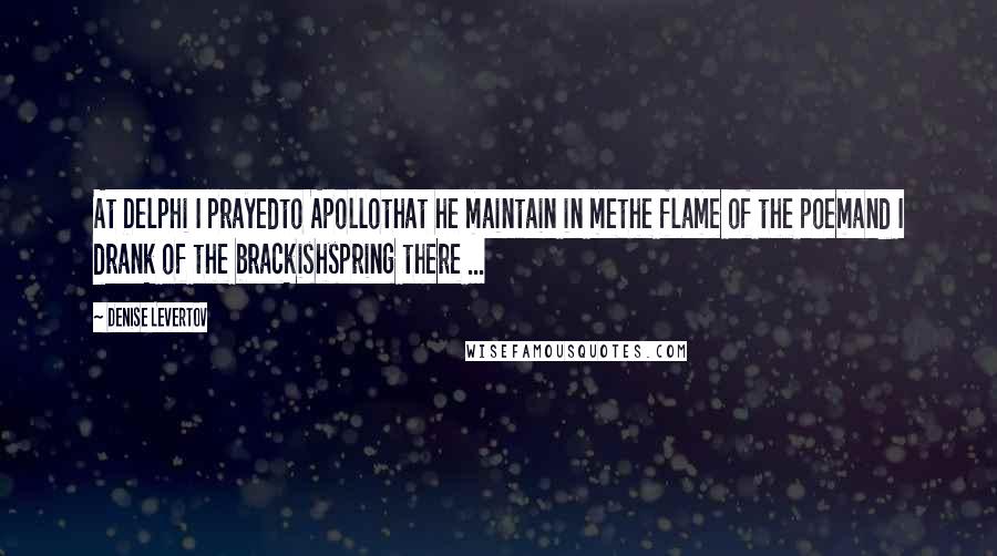 Denise Levertov Quotes: At Delphi I prayedto Apollothat he maintain in methe flame of the poemand I drank of the brackishspring there ...