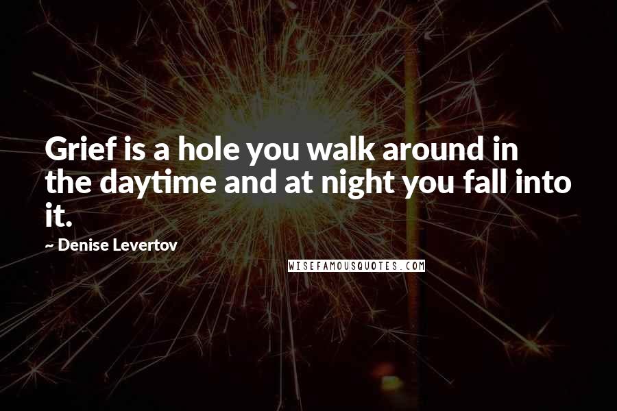 Denise Levertov Quotes: Grief is a hole you walk around in the daytime and at night you fall into it.