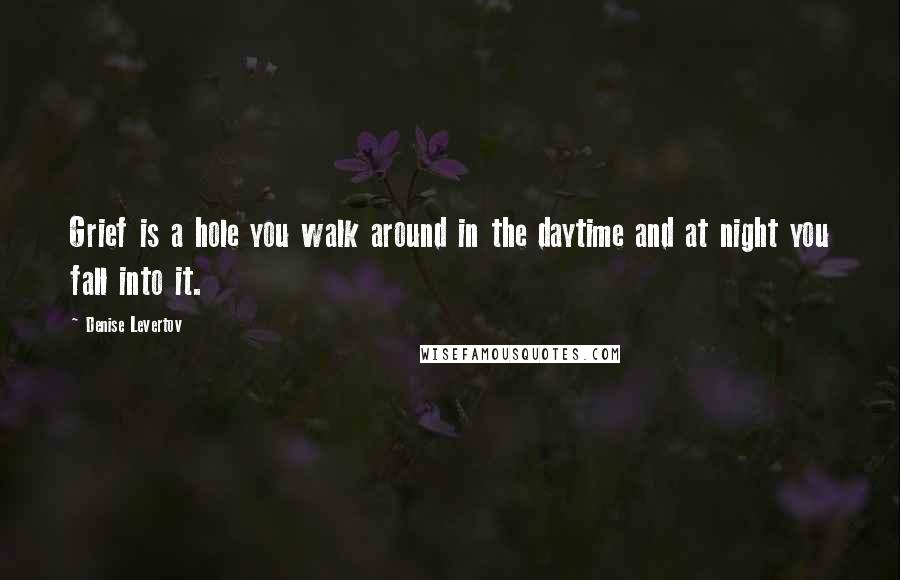 Denise Levertov Quotes: Grief is a hole you walk around in the daytime and at night you fall into it.