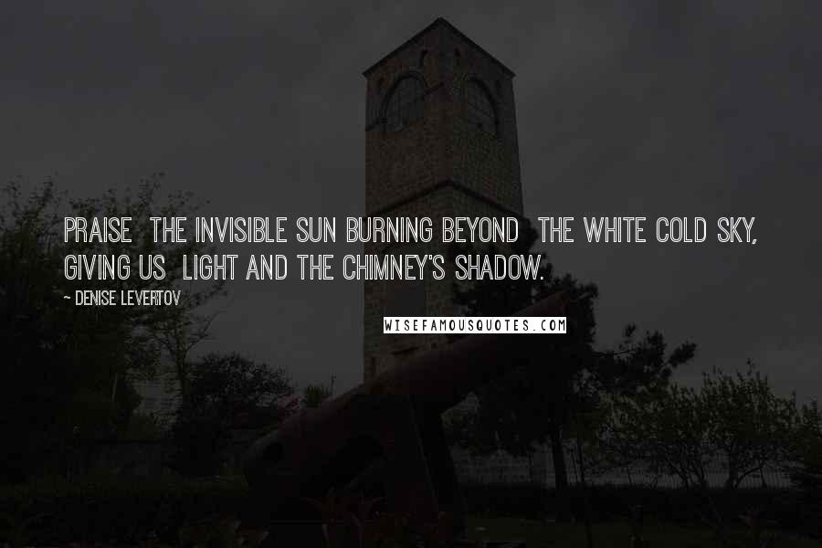 Denise Levertov Quotes: Praise  the invisible sun burning beyond  the white cold sky, giving us  light and the chimney's shadow.