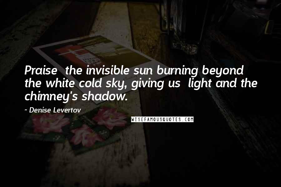 Denise Levertov Quotes: Praise  the invisible sun burning beyond  the white cold sky, giving us  light and the chimney's shadow.