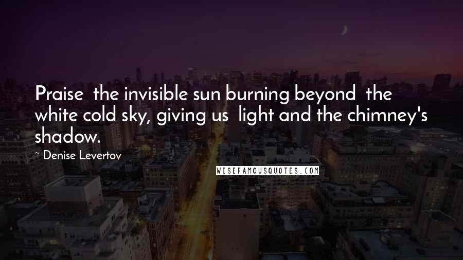 Denise Levertov Quotes: Praise  the invisible sun burning beyond  the white cold sky, giving us  light and the chimney's shadow.