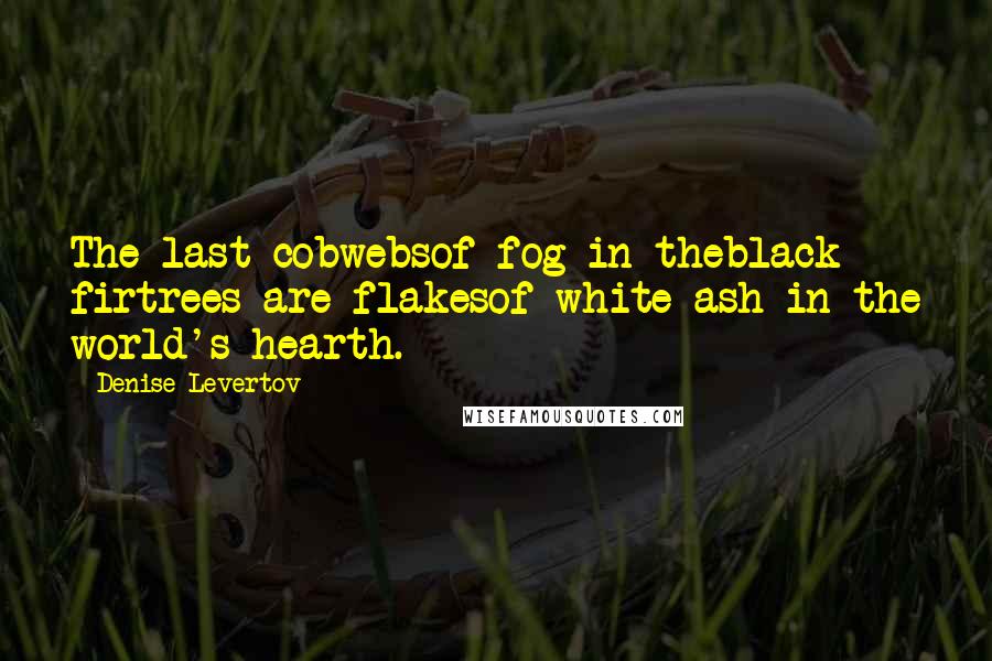Denise Levertov Quotes: The last cobwebsof fog in theblack firtrees are flakesof white ash in the world's hearth.