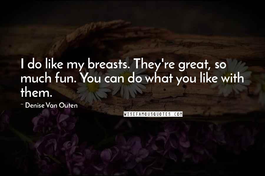 Denise Van Outen Quotes: I do like my breasts. They're great, so much fun. You can do what you like with them.