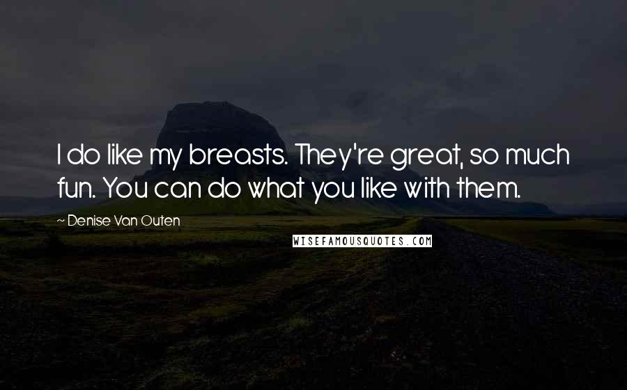 Denise Van Outen Quotes: I do like my breasts. They're great, so much fun. You can do what you like with them.