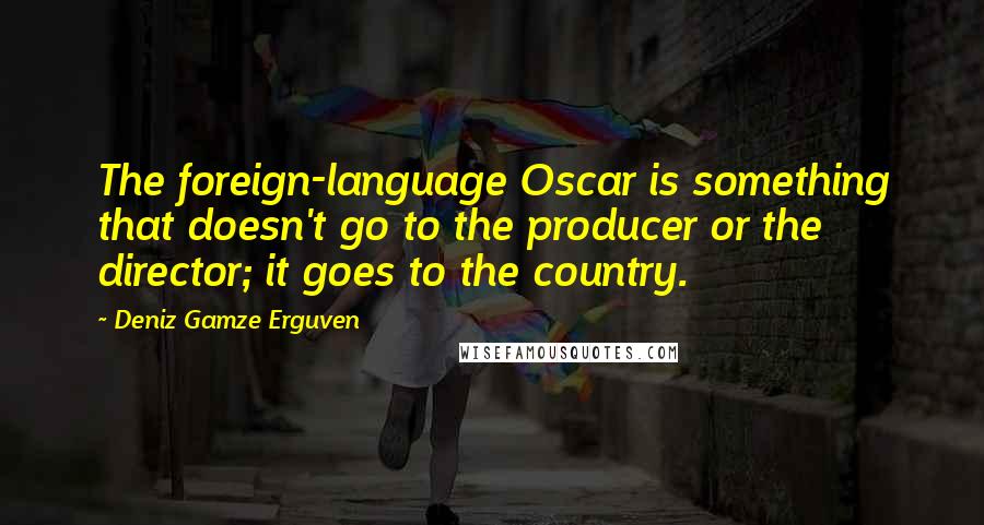 Deniz Gamze Erguven Quotes: The foreign-language Oscar is something that doesn't go to the producer or the director; it goes to the country.