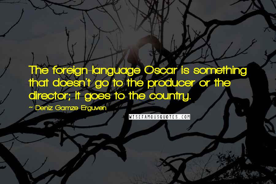 Deniz Gamze Erguven Quotes: The foreign-language Oscar is something that doesn't go to the producer or the director; it goes to the country.