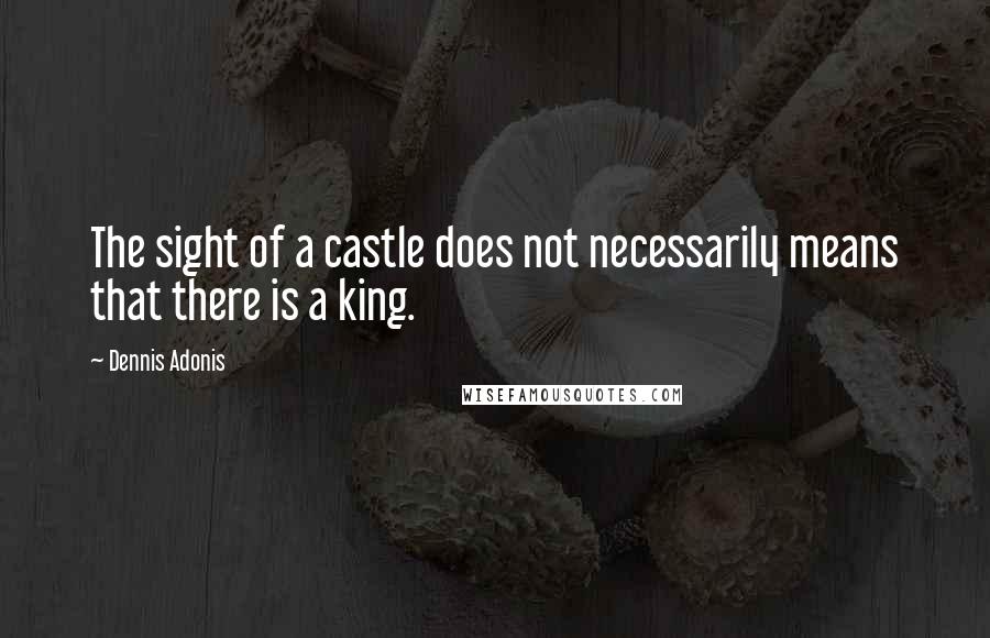 Dennis Adonis Quotes: The sight of a castle does not necessarily means that there is a king.