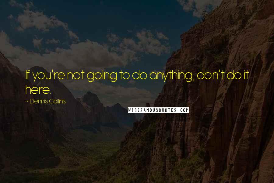 Dennis Collins Quotes: If you're not going to do anything, don't do it here.