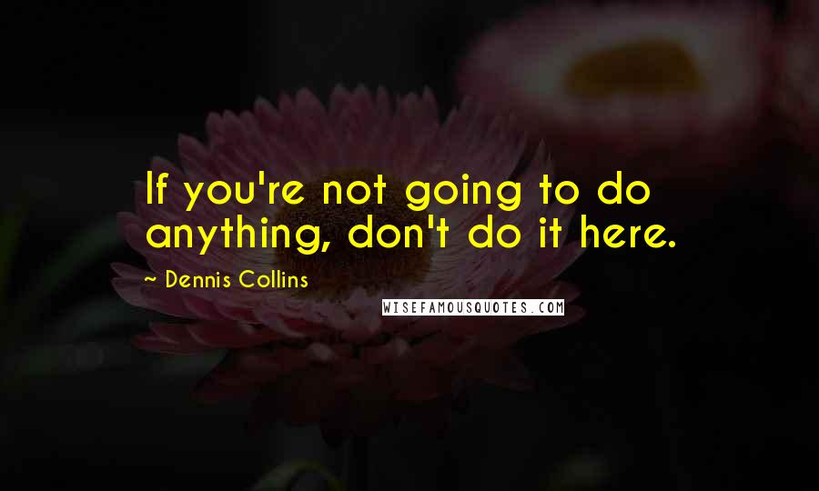 Dennis Collins Quotes: If you're not going to do anything, don't do it here.